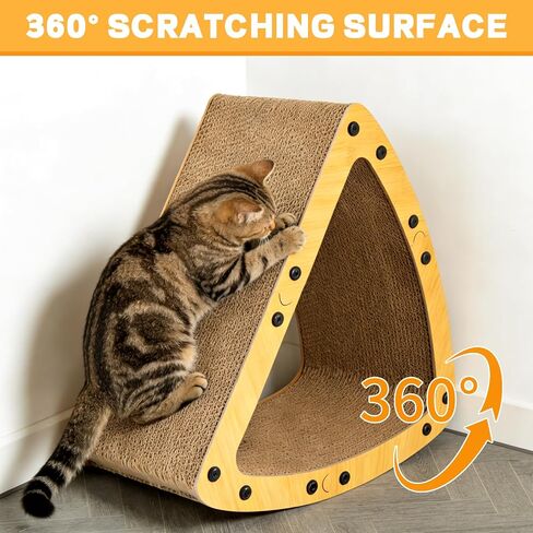 TIMIEEYA Cardboard Cat House - Triangle Cardboard Cat Scratcher Cozy Cats Lounger as Tunnel and Sofa, Cat Scratcher for Indoor Cats, Safe & Secure in Kuwait