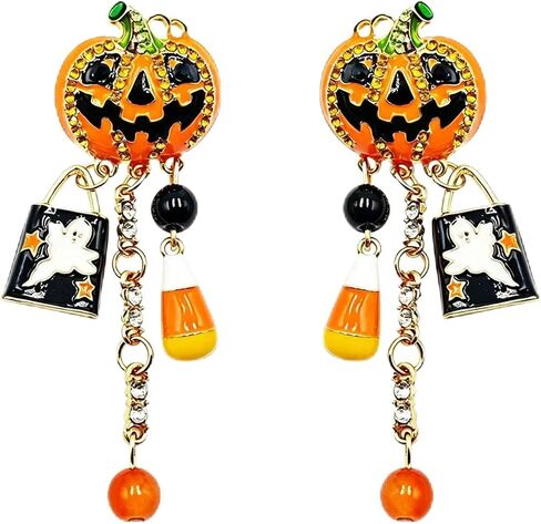 Halloween Pumpkin Earrings Dangle for Women Girls Pumpkin Ghost Earrings Holiday Smiling Face Pumpkin Drop Earrings Halloween Earrings Jewelry in Kuwait