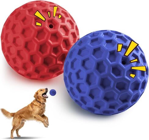 HIPPIH Indestructible Squeaky Dog Toys, Interactive Dog Balls 2 Pack in Saudi Arabia