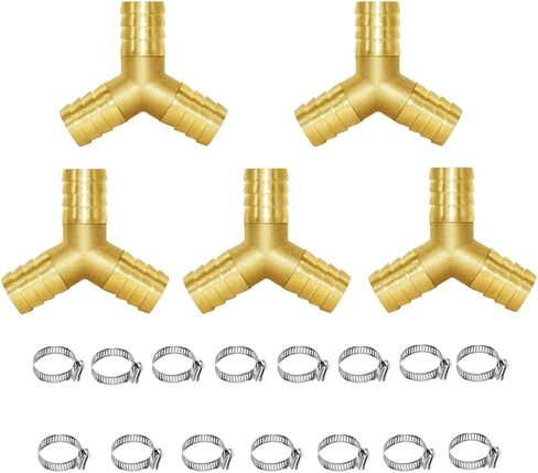 Joywayus 5PCS 1/2" ID Hose Barb Y Shaped 3 Way Union Fitting Intersection/Split Brass Water/Fuel/Air in Kuwait