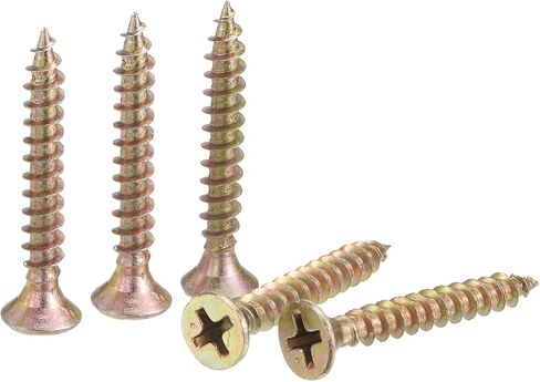 Uxcell M5 x 30mm مسامير الخشب فيليبس رأس مسطح الكربون الصلب اللون الزنك مطلي مسامير التنصت الذاتية 100 قطعة in Kuwait