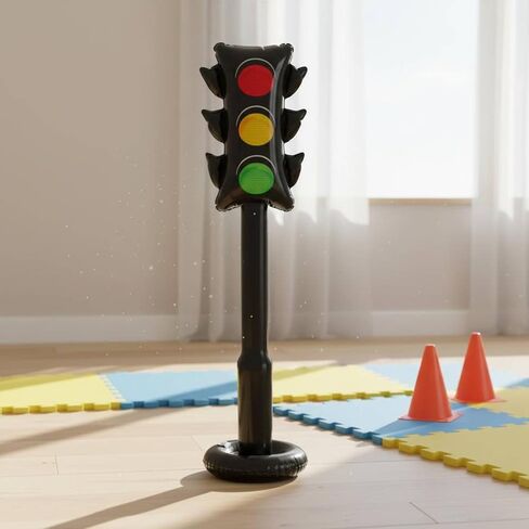 Inflatable Traffic Sign Traffic Light Prop Party Decoration Stand PVC Freestanding Party Prop Quick Inflate Leak Resistant Suitable for race car themes transportation birthdays family gatherings playrooms s in Kuwait