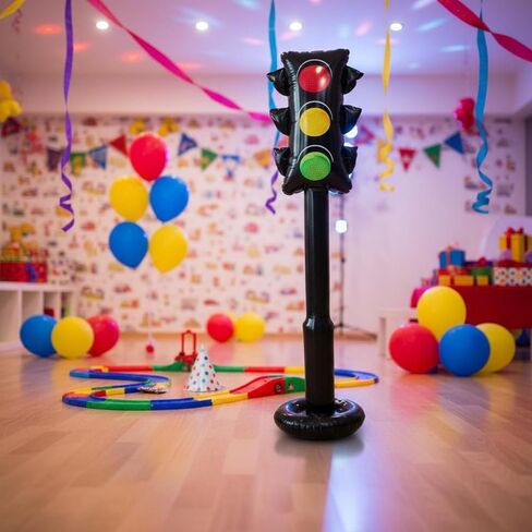 Inflatable Traffic Sign Traffic Light Prop Party Decoration Stand PVC Freestanding Party Prop Quick Inflate Leak Resistant Suitable for race car themes transportation birthdays family gatherings playrooms s in Kuwait