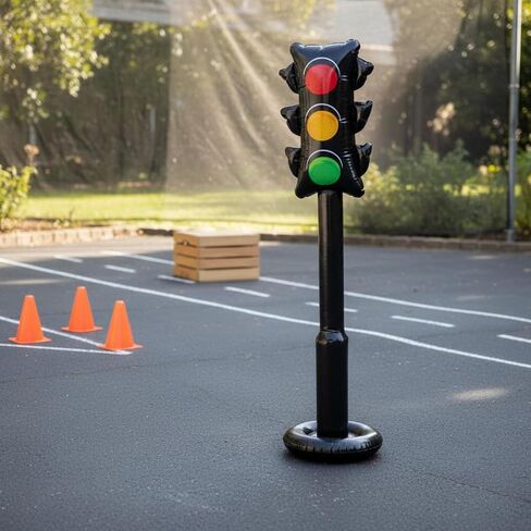 Inflatable Traffic Sign Traffic Light Prop Party Decoration Stand PVC Freestanding Party Prop Quick Inflate Leak Resistant Suitable for race car themes transportation birthdays family gatherings playrooms s in Kuwait