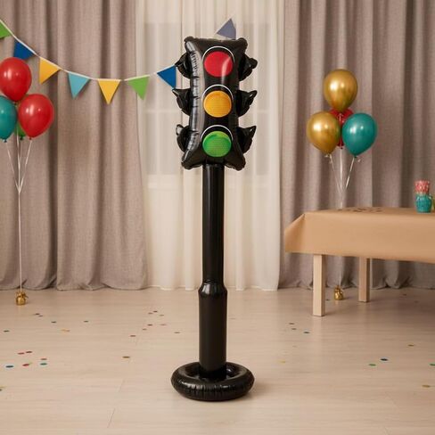 Inflatable Traffic Sign Traffic Light Prop Party Decoration Stand PVC Freestanding Party Prop Quick Inflate Leak Resistant Suitable for race car themes transportation birthdays family gatherings playrooms s in Kuwait