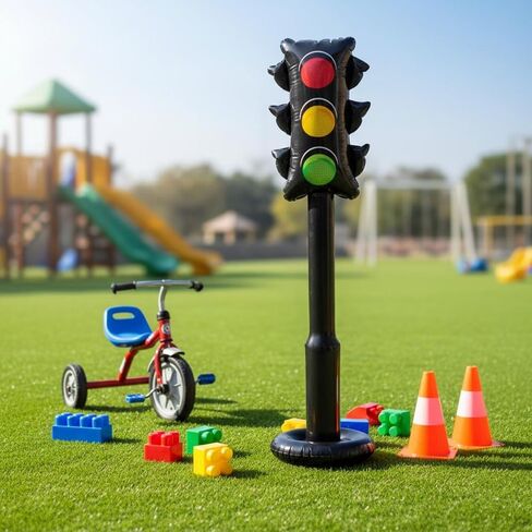 Inflatable Traffic Sign Traffic Light Prop Party Decoration Stand PVC Freestanding Party Prop Quick Inflate Leak Resistant Suitable for race car themes transportation birthdays family gatherings playrooms s in Kuwait