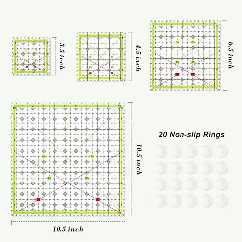 Aixoom Quilting Ruler Set, Square Quilting Templates 3.5/4.5/6.5/10.5" in Kuwait