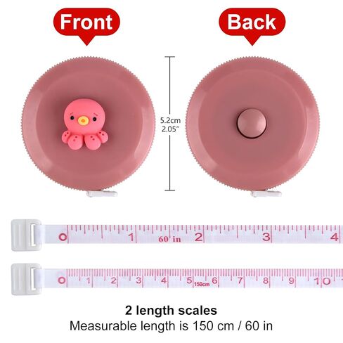 ASTARON 4 Pcs Soft Measuring Tape for Body Measurements Retractable，Cute Tape Measures Tailor Measuring Tape for Sewing 60 in / 1.5 M Tailors Measure Tape with Fractions Measure Ruler for Sewing in Kuwait