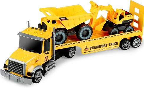 Dwi Dowellin Farm Vehicle Toys Set, 27" Large Friction Powered Semi Truck with 2 Tractors, Toy Cars for Kids 3 4 5 6 Years Old, Boys Girls Gift in Saudi Arabia
