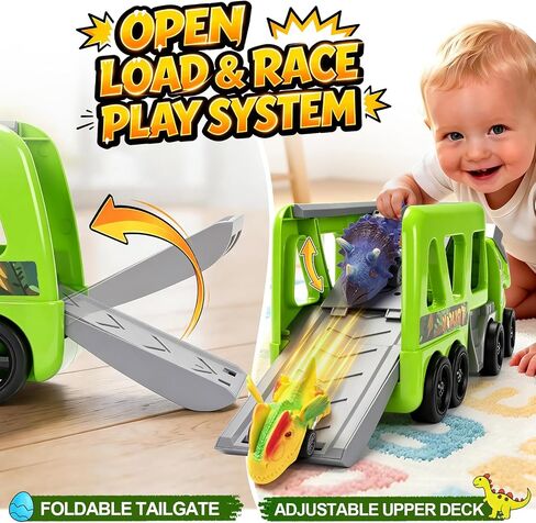 Dinosaur Toys for Kids 2-4,5 in 1 Dinosaur Carrier Truck & 4 Pull-Back Cars in Kuwait