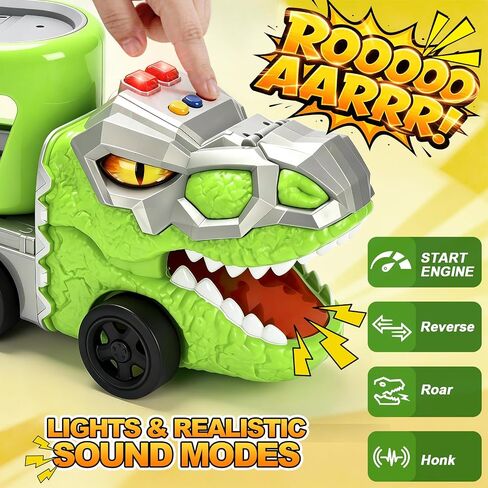Dinosaur Toys for Kids 2-4,5 in 1 Dinosaur Carrier Truck & 4 Pull-Back Cars in Kuwait