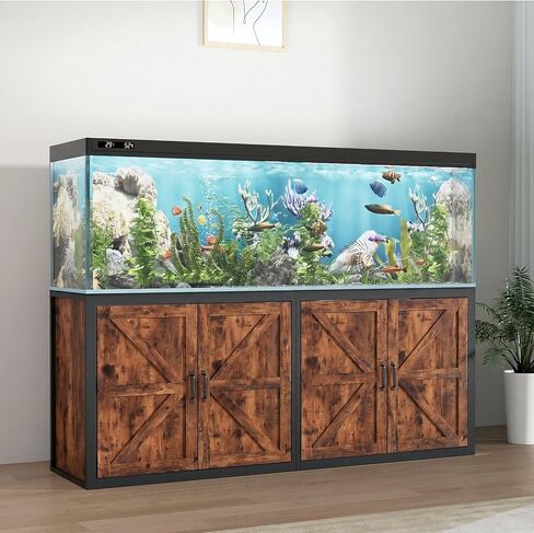 VOWNER 125-150 Gallon Fish Tank Stand with Power Outlet & Cabinet, Black in Saudi Arabia