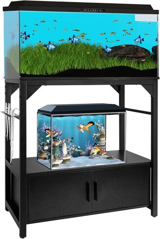 YEMOO Aquarium Stand 20-29 Gallon, 29 Gallon Fish Tank Stand with Aquarium Tools Organizer, 3 Tier Breeder Tank Stand with Storage Cabinet, Heavy Duty Metal Frame for 20 - 29 Gallon Long Aquarium (20-29 Gallon Fish Tank Stand) in Kuwait