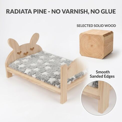 Large Wooden Bunny Bed,2-in-1 Bed for Rabbits with Mattress in Saudi Arabia