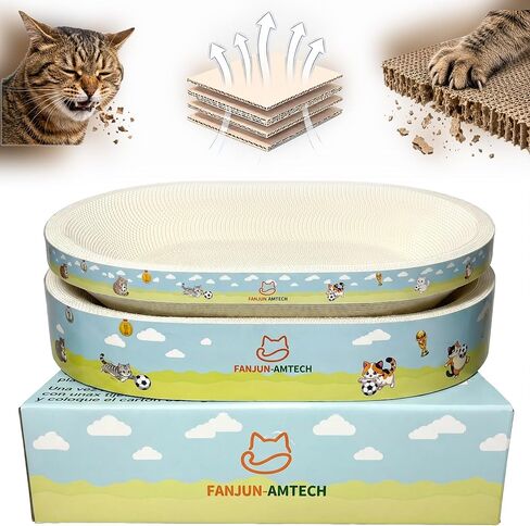 3-Piece Cardboard Cat Scratcher for Indoor Cats, Oval Cat Scratching Board in Saudi Arabia