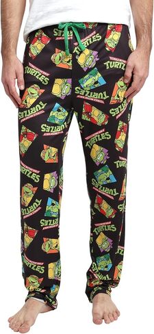 Teenage Mutant Ninja Turtles Character Squares Men's Black Sleep Pajama Pants in Kuwait
