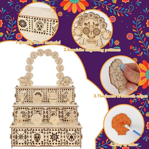 ZCPTZ Day of The Dead Wooden Altar Craft Kit, Dia De Los Muertos Decoration in Kuwait