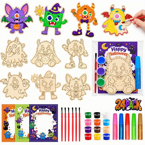 24Pcs Halloween Crafts for Kids - Halloween Monster Painting Crafts Kit in Kuwait