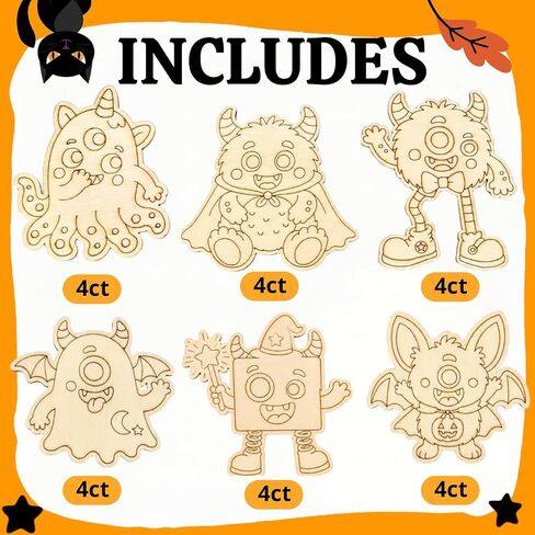 24Pcs Halloween Crafts for Kids - Halloween Monster Painting Crafts Kit in Kuwait