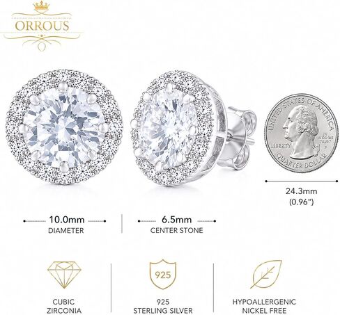 ORROUS & CO 18K Gold Plated CZ Simulated Diamond Stud Earrings for Women, Hypoallergenic, 1.9 Carat in Kuwait