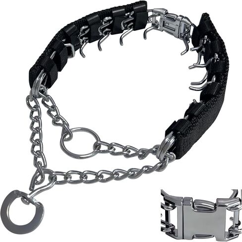 Prong Training Collar for Dogs, Adjustable Dog Pinch Collar with Quick Release Buckle, No Pull Collar for Small Medium Large Dogs, Extra Link and Caps in Kuwait