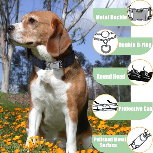 Prong Training Collar for Dogs, Adjustable Dog Pinch Collar with Quick Release Buckle, No Pull Collar for Small Medium Large Dogs, Extra Link and Caps in Kuwait