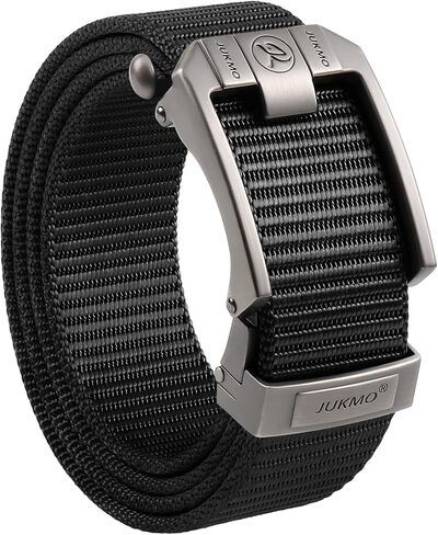 JUKMO Ratchet Belt for Men, Nylon Web Tactical Belt with Automatic Slide Buckle, Adjustable Trim to Fit in Kuwait