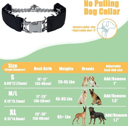 Prong Training Collar for Dogs, Adjustable Dog Pinch Collar with Quick Release Buckle, No Pull Collar for Small Medium Large Dogs, Extra Link and Caps in Kuwait