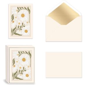 Lady Jayne All Occasion Blank Boxed Note Cards, with Gold-Foil Lined Envelopes and Embossed Details – 5" x 3.5" each, Set of 12 Cards – Flower Market Daisy (80910) in Kuwait