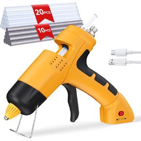 Cordless Hot Glue Gun, 20W Hot Glue Gun with 30PCS Premium Glue Sticks & 1m USB-C Cable, 2000mAh Built-in Battery Suitable for School Craft, Home Repair, DIY (Cordless) in Kuwait