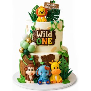 DMIGHT 20-Piece Safari Animal Cake Topper Set for 1st Birthday Party in Saudi Arabia