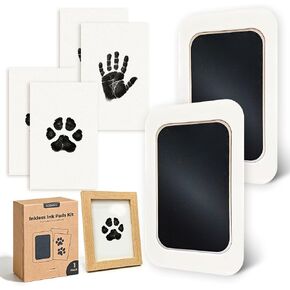 Inkless Paw Print Kit for Dogs, Cats & Babies-Clean Touch Mess-Free Paw & Handprint Impression Keepsake-Memorial Gifts for Pet Lovers & New Moms-1 Inkless Pad&Natural Wooden Frame in Kuwait