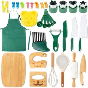 17 Pcs Kids Knife Set for Real Cooking, Montessori Kitchen Tools for Kids in Kuwait
