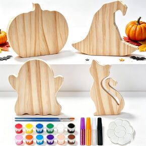 Halloween Wood Painting Kit, DIY Paint Your Own Freestanding Wooden Cutouts in Kuwait
