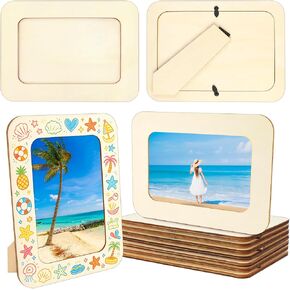 VOKOY 20 Pack Wooden Picture Frames for Crafts, DIY Wood Craft Picture Frames Bulk for 4" x 6" Photos,Unfinished Standing Photo Frames DIY Crafts Wood Decorate for Birthday Party Gifts in Kuwait