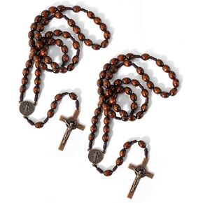 Wooden Rosary Beads, Rosarios Catolicos with Metal Cross for Men & Women in Kuwait
