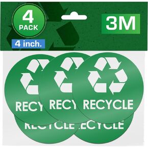 Recycle Sticker Trash Bin Label - 4" x 4" - 5 PACK Organize Garbage Waste from Recycling - Great for Metal Aluminum Steel or Plastic Trash Cans - Indoor & Outdoor - Use at Home Kitchen & Office in Saudi Arabia