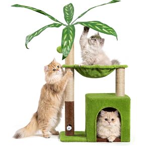 Woochpet 38'' Cat Tree Condo with Hammock Cat Tower with Scratching Posts Green Large in Kuwait