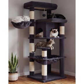 Heybly 53.1" Corner Cat Tree for Large Cats – Interactive Play HCT029W in Kuwait