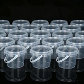 Lobergel 20 Pack 5oz Small Slime Containers, 150ml Plastic Slime Jars with Lids and Handle Jello Shot Cups Clear Storage Organizers for Slime Making, Food and Beauty Products in Kuwait