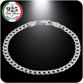 QUADRI - Cuban Link Chain 925 Sterling Silver Made in Italy Certified - Women Men Boys Girls Bracelet - 7 to 9 inch - 5mm or 7mm Diamond-Cut - Gift Box Included in Saudi Arabia