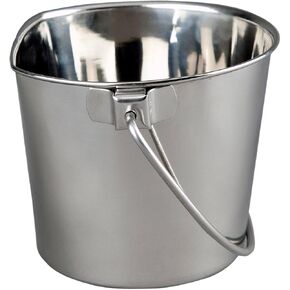 Advance Pet Products 4 Quart Stainless Steel Bucket with Dual Hook | Perfectly Fits on Kennels, Cages and Critter Crates | Heavy Duty Bucket for Pets Cleaning & Food Prep - Flat Sided Pail in Saudi Arabia