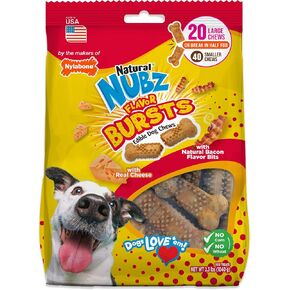 Nylabone Nubz Flavor Bursts Dog Treats, Bacon & Cheese Flavor, 7 Count in Kuwait