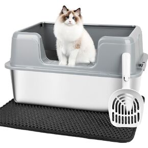 Vivifying XL Stainless Steel Cat Litter Box, High Sided Open Top, Gray in Kuwait