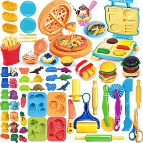 Dough Tools Set, 42Pcs Dough Accessories with Hamburger, Pizza and French Fries Making Machines, Animal and Fruit Molds, Rolling Pins, Cutters, Stamps, Safety Scissors and Kitchen Toys in Kuwait