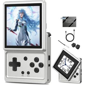 Anbernic RG Rotate Retro Handheld Game Console, 3.5-Inch Rotating Touchscreen, Android 12, T618, 3GB+32GB, Aluminum Alloy Portable Gaming Device with Adjustable Shoulder Buttons (Aurora Silver) in Saudi Arabia