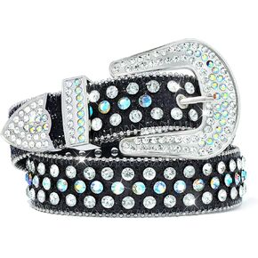 AWAYTR Rhinestone Belt for Women Men - Western Cowgirl Sequin Diamond Bling Studded Belts for Jeans Pants in Saudi Arabia