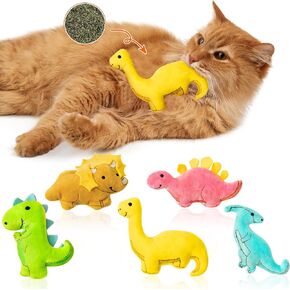 MALLMALL6 Catnip Toys for Cat - 5Pcs Dino Nuggets Cat Toy, Indoor Kitten Chew Bite Kick Dinosaur Chicken Nugget Catmint Interactive Pet Supplies, Cute Pet Gifts for Kitten Lover in Kuwait