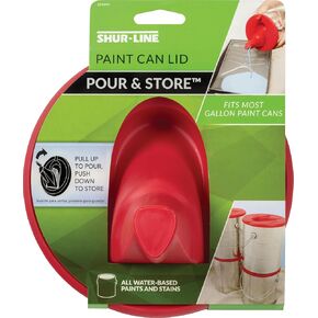 Shur-Line 1 Gallon Store and Pour Lid, Red Resealable Lid with Pour Spout for Gallon Paint Cans, Pours Clean and Seals Leftover Paint in Kuwait