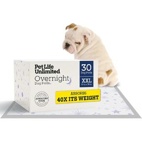Pet Life Unlimited Overnight XXL Puppy Pads for Dogs, Potty Training Pee Pads, 30 Count, 30" x 36", Leak-Proof, Super Absorbent, Quick-Dry Overnight Protection, Made in USA in Saudi Arabia